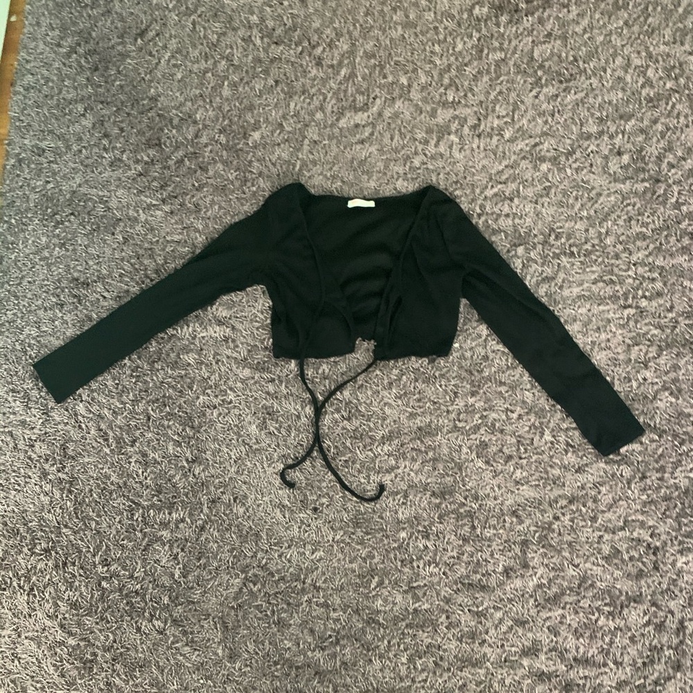 Black tie front shirt